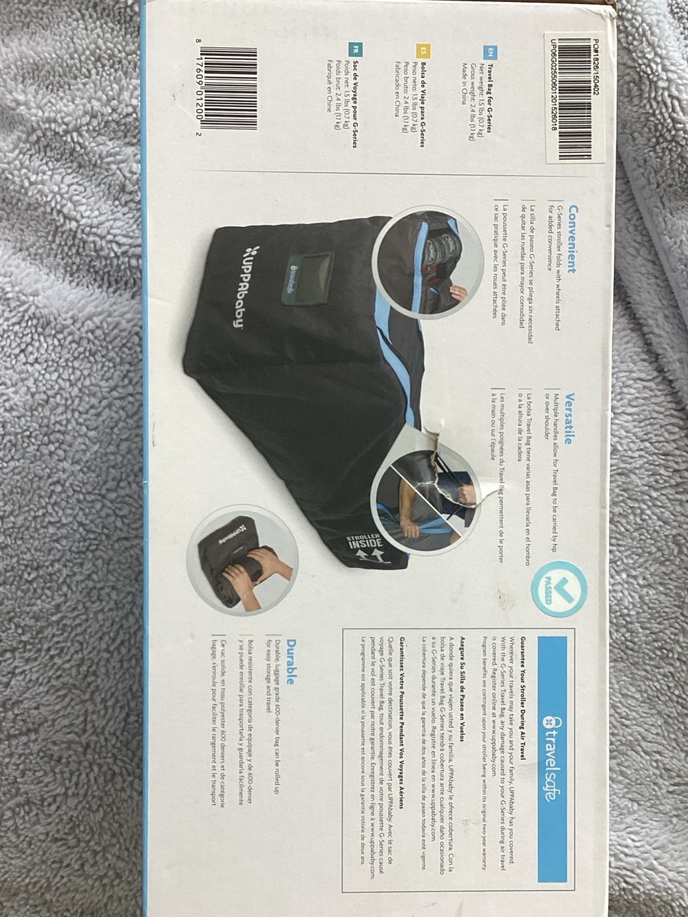 UPPAbaby Black with Blue Trim Travel Stroller Bag - Picture 3 of 7